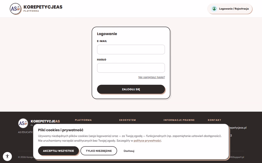 KorepetycjeAS Platforma Desktop